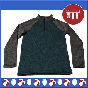 Boy's Sonoma Teal and Gray 1/4 Zip-Up Knit Sweatshirt Pullover